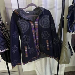 Bohemian Black and Multicolor Utility Jacket